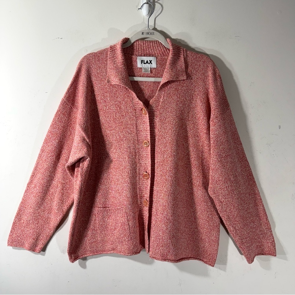 FLAX Cardigan Sweater Button Long Sleeve Lagenlook Comfort